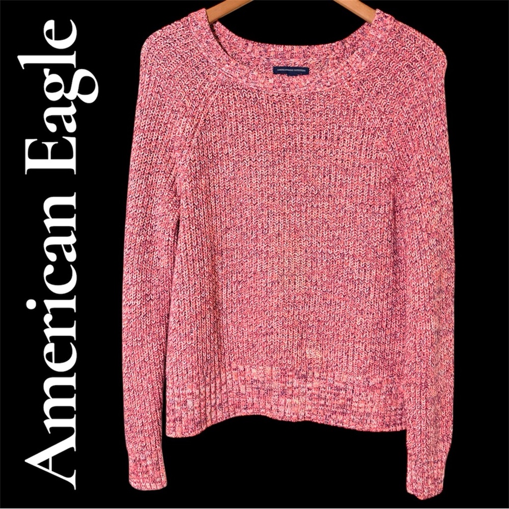 American Eagle Outfitters Pink Marled 100% Cotton Crewneck Sweater. XL EUC!